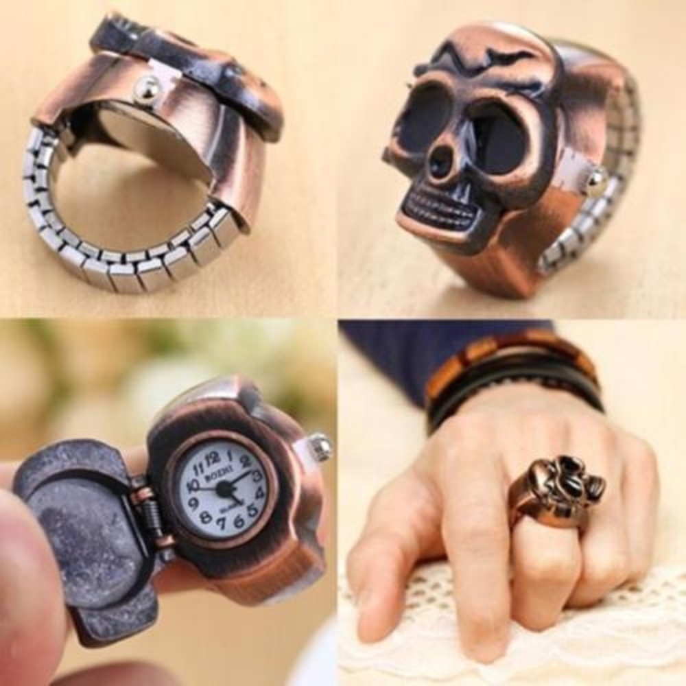 Men Women Retro Finger Skull Ring Watch - Picture 1 of 6